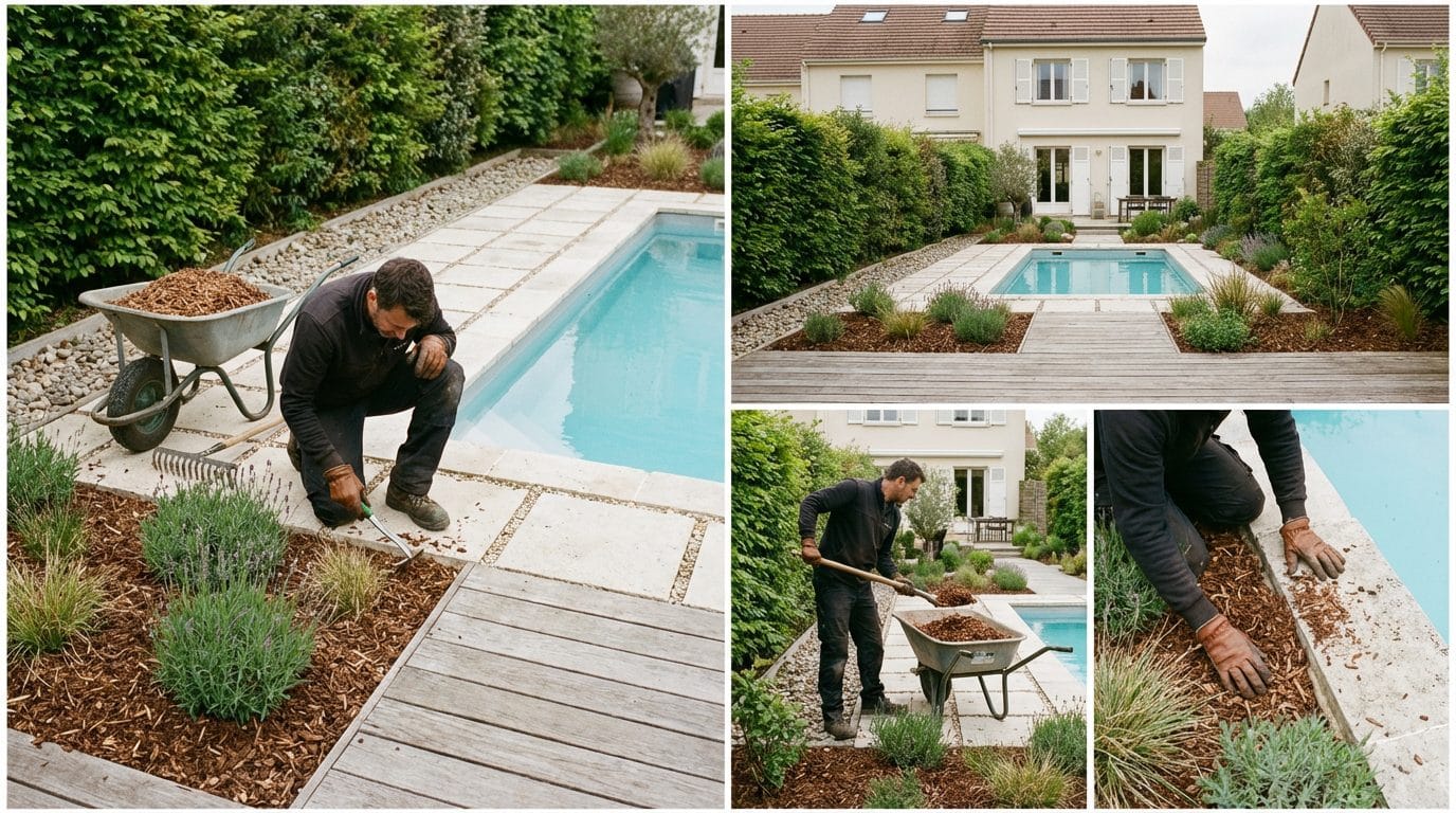 Piscine intégrée dans un jardin paysager écoresponsable